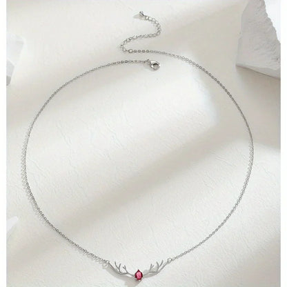 Antler Necklace with Delicate Heart Charm