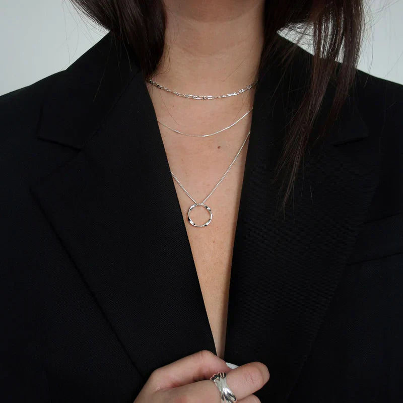 Pave Initial Letter Necklace Set | White Gold