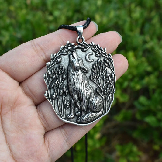 Wolf Moon Animal Totem Pendant Necklace