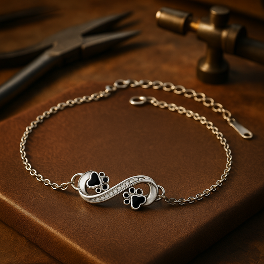 Animal Paw Infinity Symbol Pendant Bracelet with Zirconia