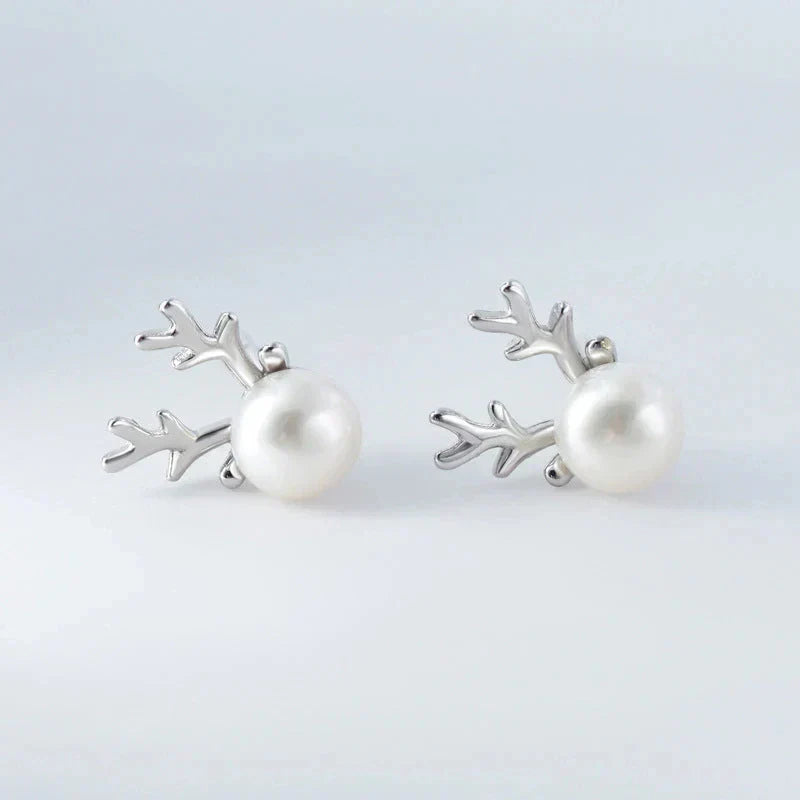 Fine Pearl Reindeer Earrings