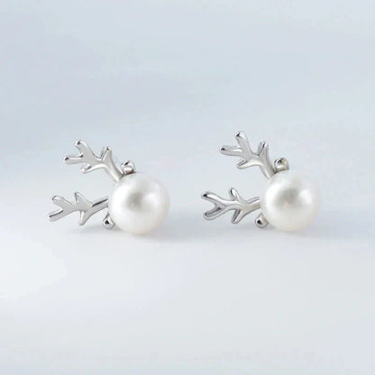 Fine Pearl Reindeer Earrings