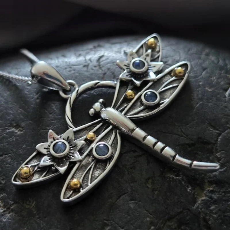 Vintage Crystal Dragonfly Pendant Necklace