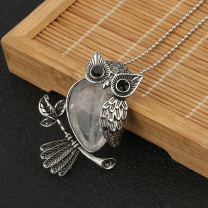 Owl Wisdom Crystal Pendant Necklace