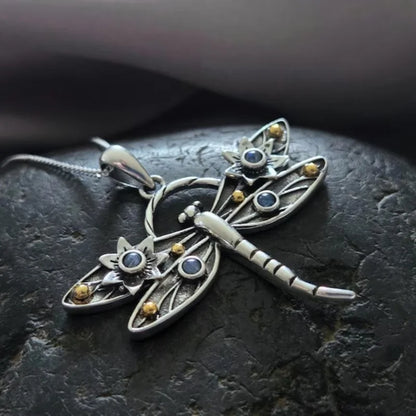 Vintage Crystal Dragonfly Pendant Necklace