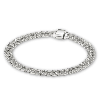 Open Circle Three Row Necklace | White Gold