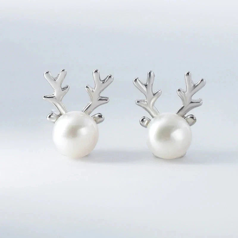 Fine Pearl Reindeer Earrings