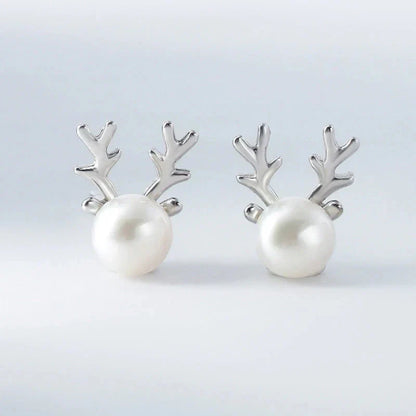Fine Pearl Reindeer Earrings
