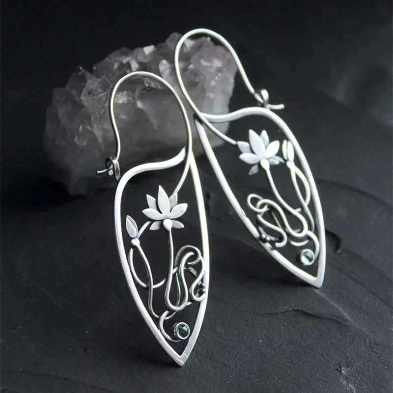 Sterling silver lotus flower earrings
