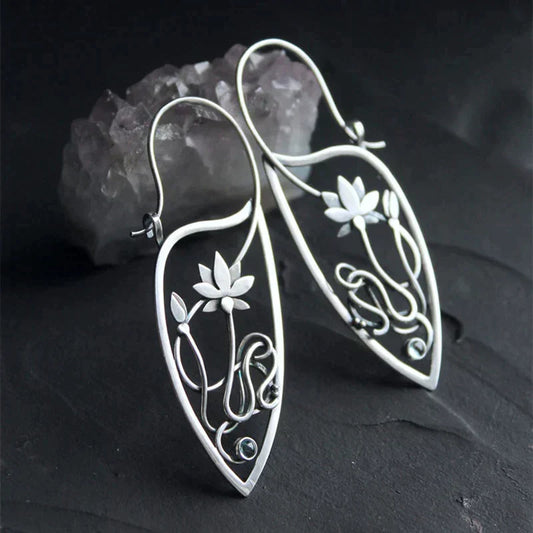 Sterling silver lotus flower earrings