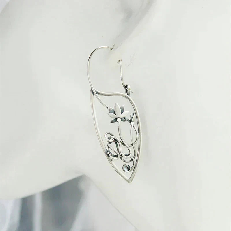 Sterling silver lotus flower earrings