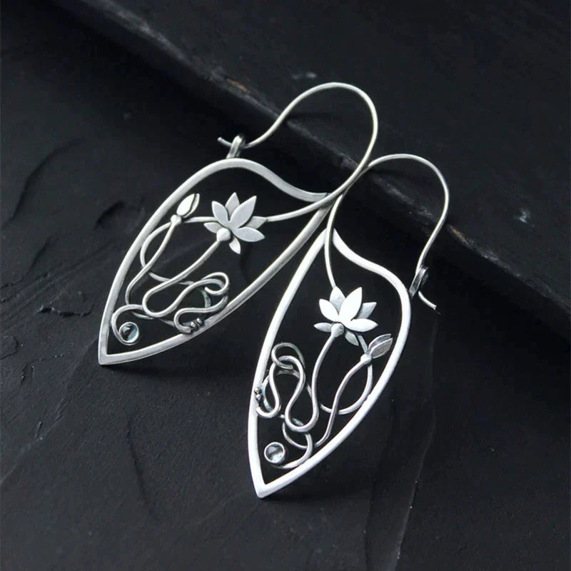Sterling silver lotus flower earrings
