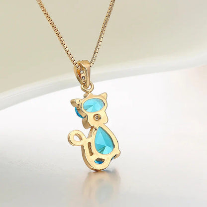 Cat Crystal Pendant Necklace