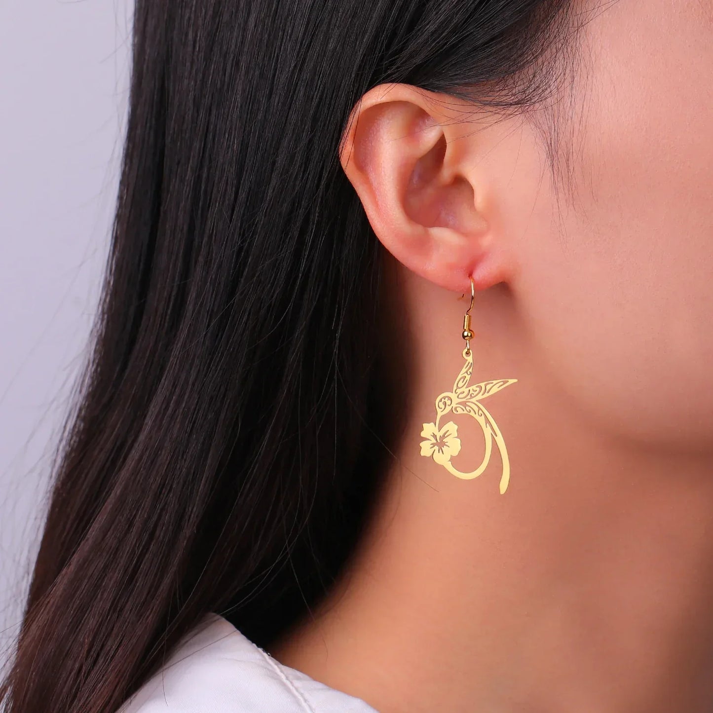 Stainless Steel Hummingbird Spirit Earrings