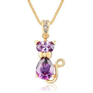 Cat Crystal Pendant Necklace