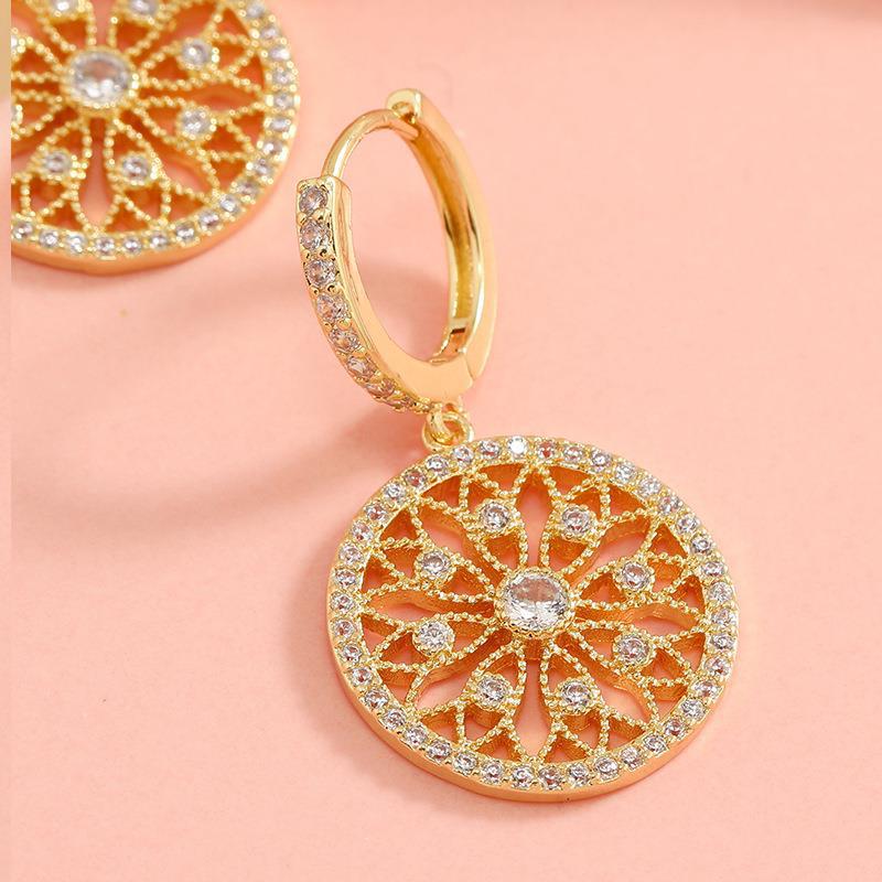 Floral zircon ring earrings