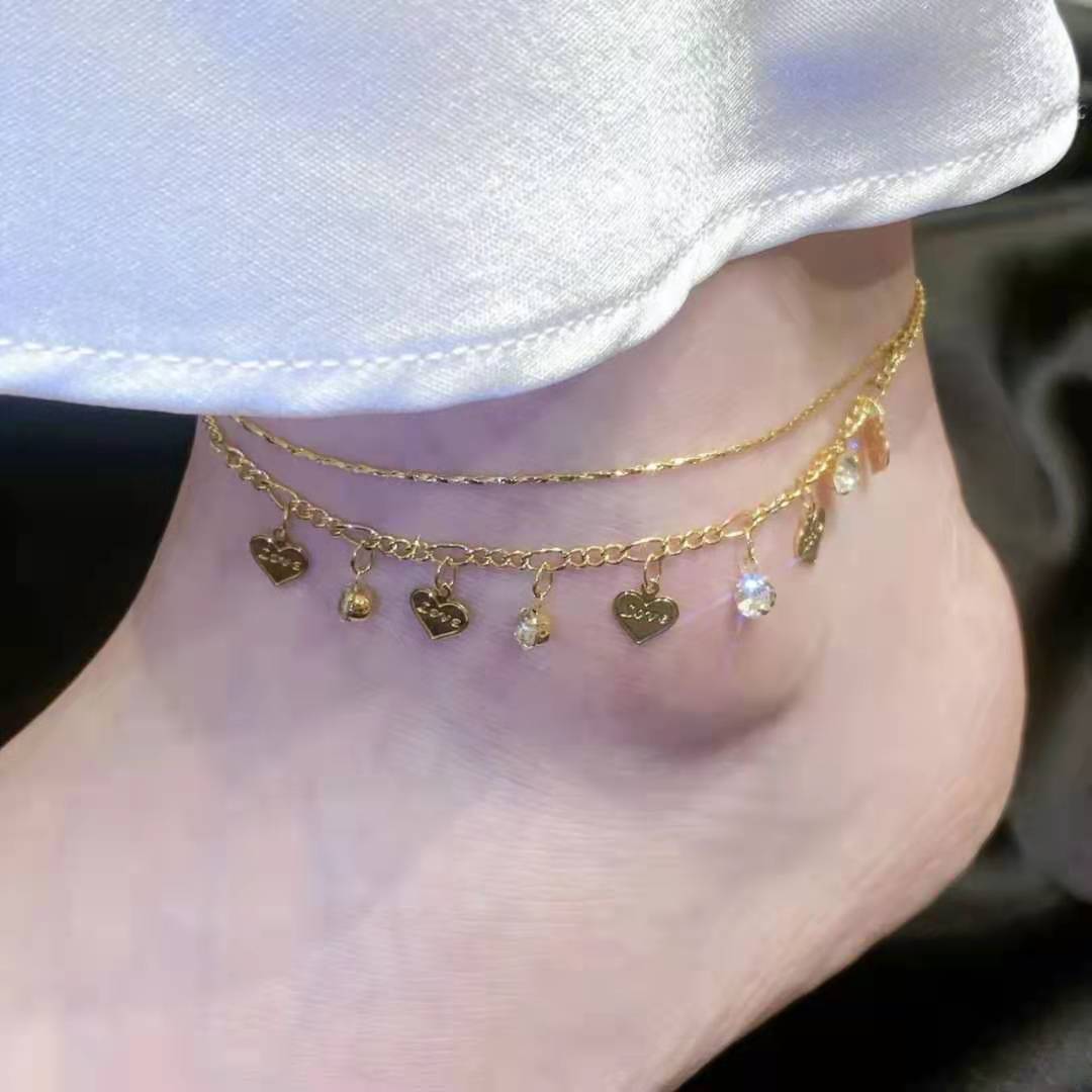 Golden heart anklet chain