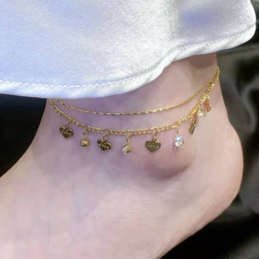 Golden heart anklet chain