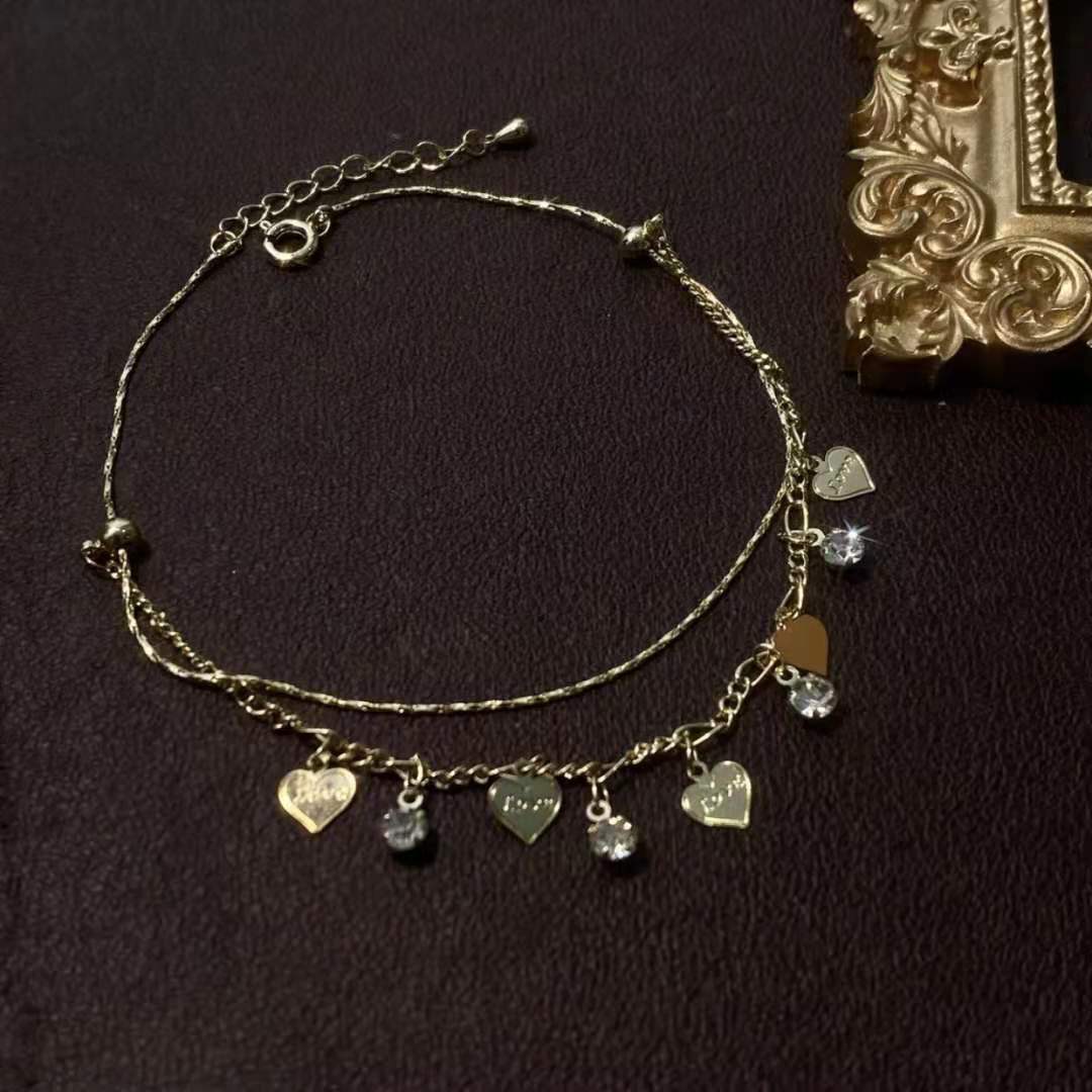 Golden heart anklet chain
