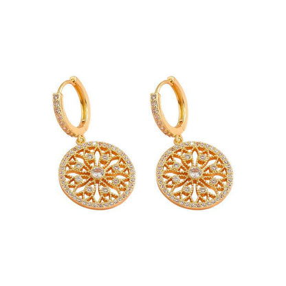 Floral zircon ring earrings