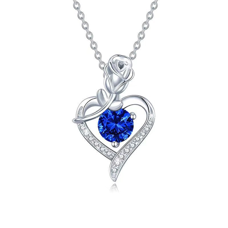 Sapphire Pink Heart Necklace | White Gold