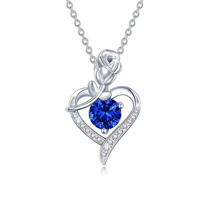 Sapphire Pink Heart Necklace | White Gold