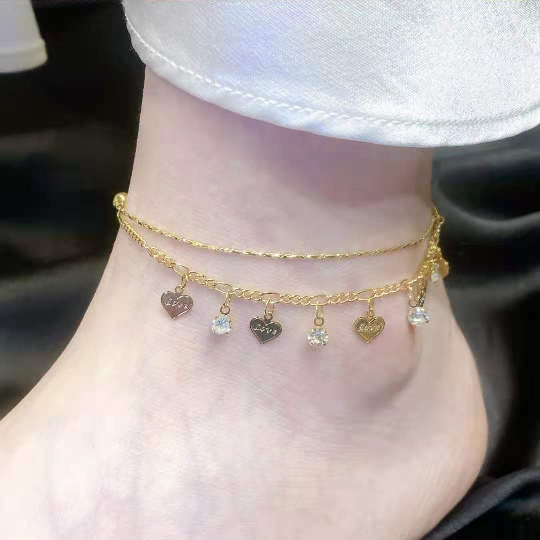 Golden heart anklet chain