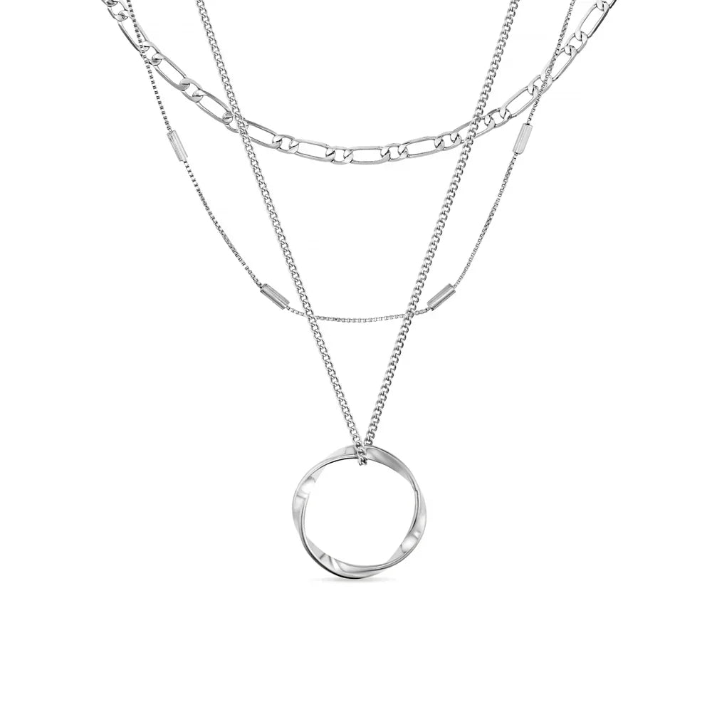Pave Initial Letter Necklace Set | White Gold