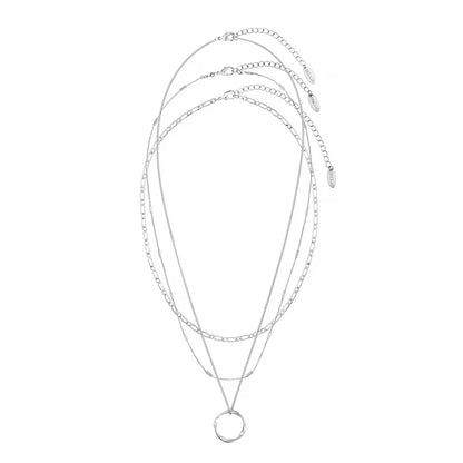 Pave Initial Letter Necklace Set | White Gold