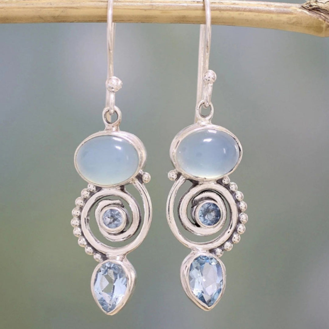 Vintage Moonstone Earrings in Silver