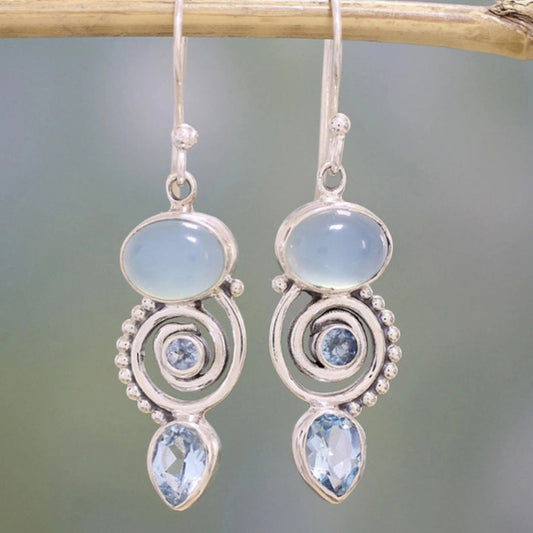 Vintage Moonstone Earrings in Silver