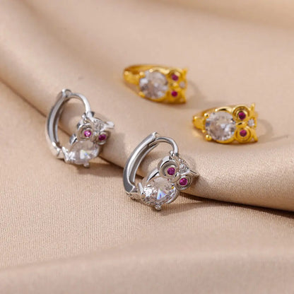 Crystal Animal Circle Earrings