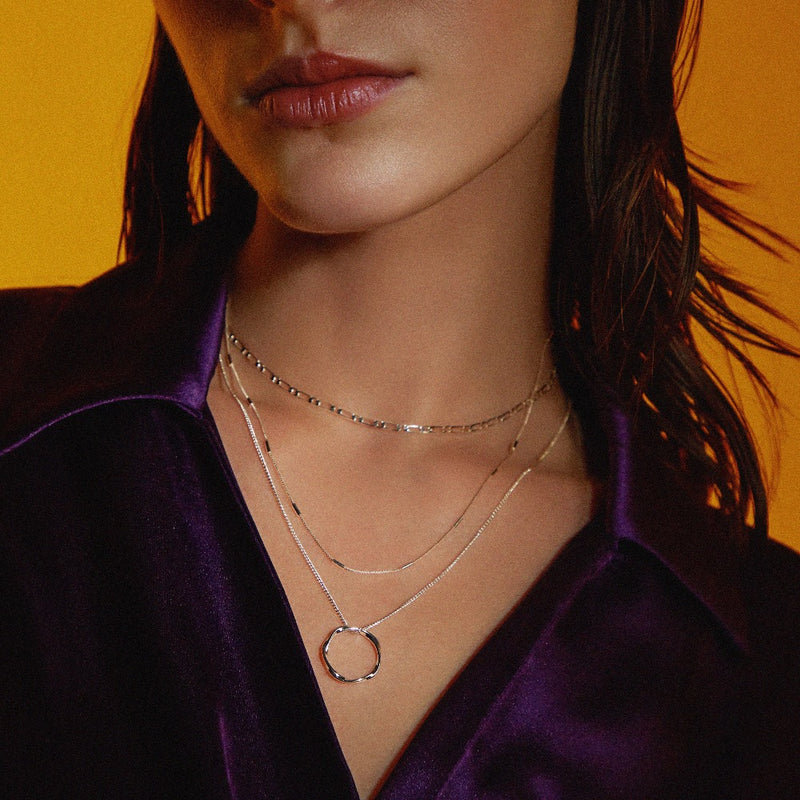 Pave Initial Letter Necklace Set | White Gold