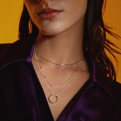 Pave Initial Letter Necklace Set | White Gold