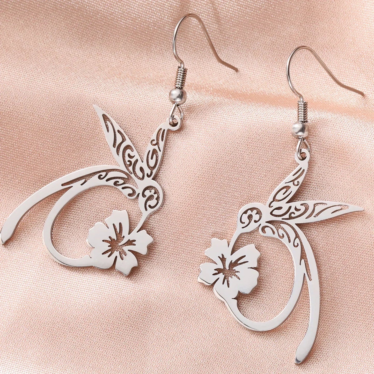 Stainless Steel Hummingbird Spirit Earrings