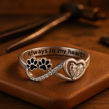 Paw Zirconia Ring with Heart and Infinity