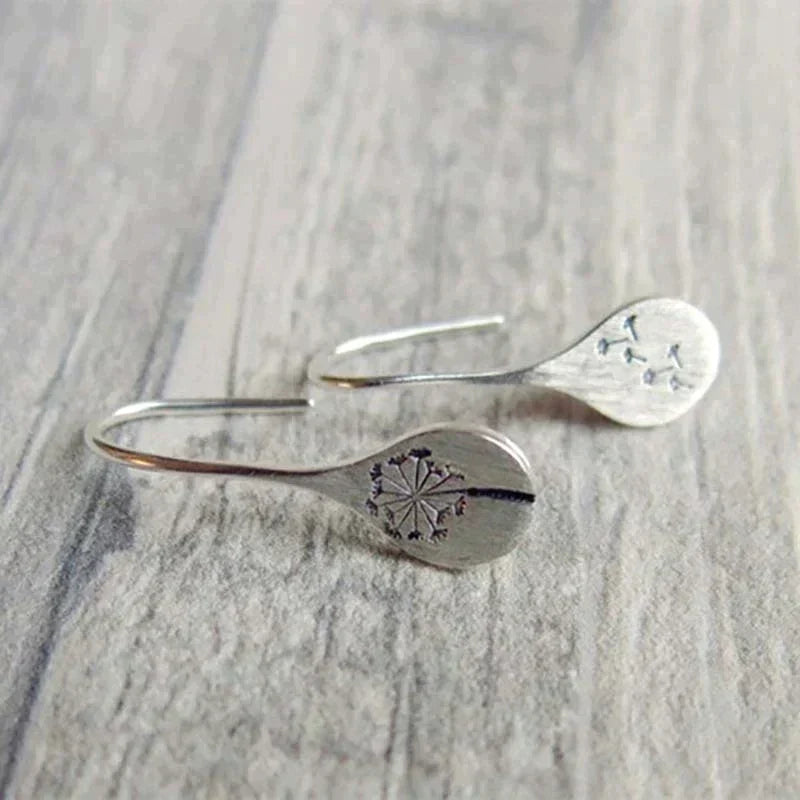 925 Silver Dandelion Leaf Earrings
