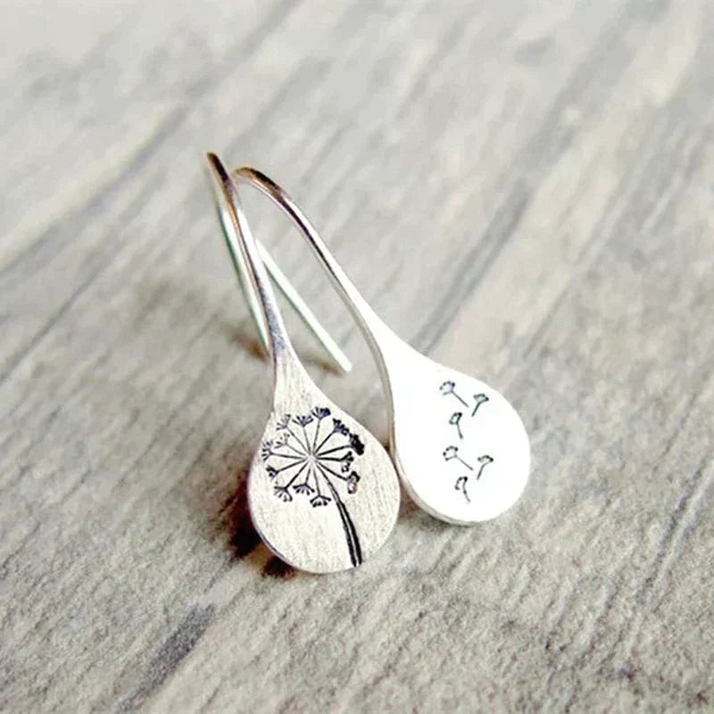 925 Silver Dandelion Leaf Earrings