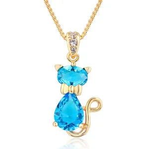Cat Crystal Pendant Necklace