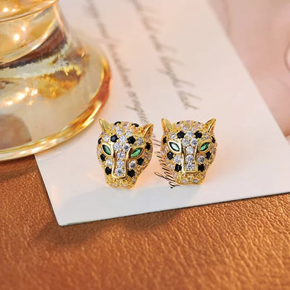 Colorful Crystal Leopard Tomettes Earrings