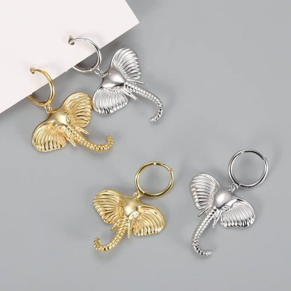 Elephant Charm Circle Earrings