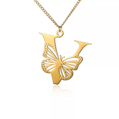 18-carat gold-plated butterfly liberty initials necklace