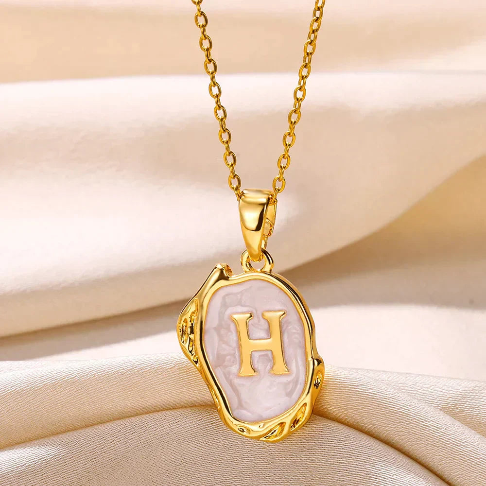 18-carat gold-plated ocean necklace with seabed initials