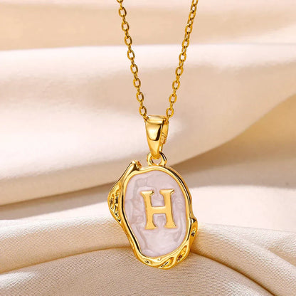 18-carat gold-plated ocean necklace with seabed initials