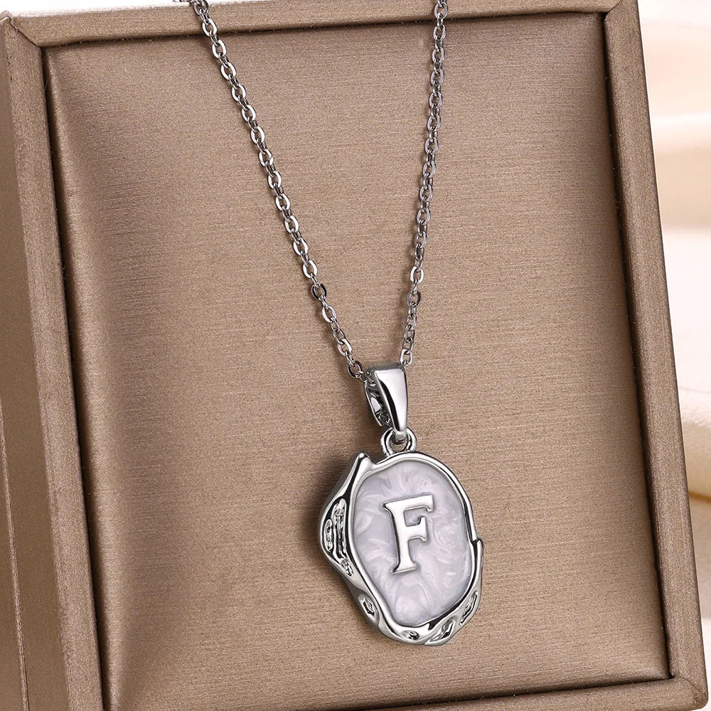 18-carat gold-plated ocean necklace with seabed initials