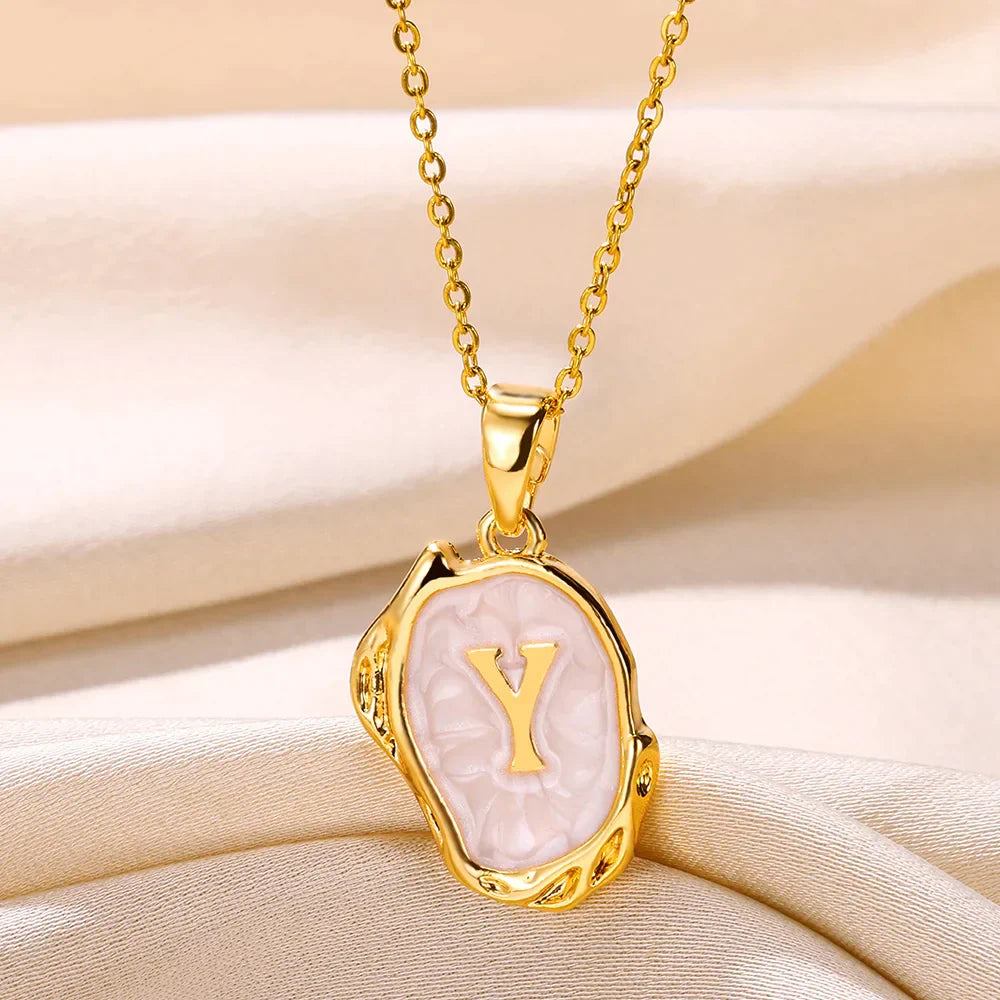 18-carat gold-plated ocean necklace with seabed initials