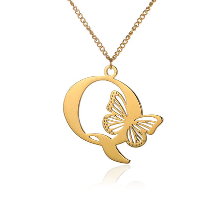 18-carat gold-plated butterfly liberty initials necklace