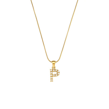 18-carat gold-plated initial necklace with precious pearls and small natural pearls