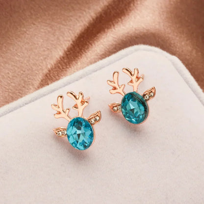 Crystal Reindeer Holiday Earrings