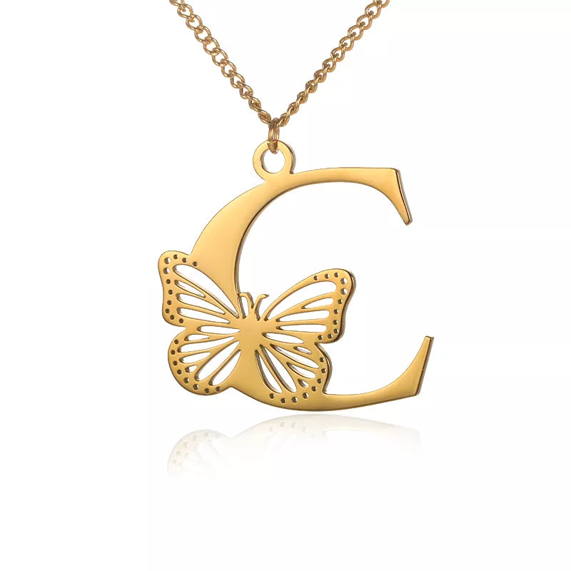 18-carat gold-plated butterfly liberty initials necklace